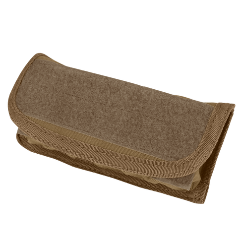 The Condor Shotgun Ammo Pouch is a brown, rectangular fabric pouch with a flap closure, designed for military or law enforcement use and shown against a white background.