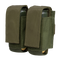 The Condor Double 40mm Grenade Pouch in Olive Drab is made of durable nylon with flap covers, designed to carry and protect two grenades.