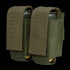 The Condor Double 40mm Grenade Pouch in Olive Drab is made of durable nylon with flap covers, designed to carry and protect two grenades.