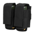 The Condor Double 40mm Grenade Pouch, shown side by side in black nylon with flap covers each holding a green cylindrical grenade, is displayed on a white background.