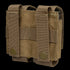 The Condor Double 40mm Grenade Pouch is a brown tactical pouch with two snap-button straps and webbing, designed for secure attachment to your belt or gear.