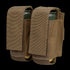 The Condor Double 40mm Grenade Pouch securely holds two cylindrical canisters with flap closures for tactical use.