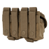 A tan Condor Double Frag Grenade Pouch made of durable fabric features two snap button flaps and MOLLE attachment straps on the back.