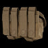 The Condor Double Frag Grenade Pouch is a tan, durable tactical pouch with three snap-closure compartments—perfect for carrying small gear or magazines at the range or for law enforcement use.