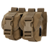 The Condor Double Frag Grenade Pouch features two tan pouches with buckle closures and straps, ideal for securely carrying small gear or accessories during bushcraft trips or at the shooting range.