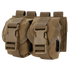 The Condor Double Frag Grenade Pouch features two tan pouches with buckle closures and straps, ideal for securely carrying small gear or accessories during bushcraft trips or at the shooting range.