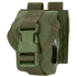 The Condor Single Frag Grenade Pouch features rugged fabric, a front buckle closure, webbing loops, and a side black clip—ideal for bushcraft or EDC use.