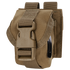 The Condor Single Frag Grenade Pouch is a tan tactical pouch with durable fabric, a large plastic buckle, flap closure, and back attachment straps—ideal for military or law enforcement use.
