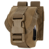 The Condor Single Frag Grenade Pouch is a tan tactical pouch with durable fabric, a large plastic buckle, flap closure, and back attachment straps—ideal for military or law enforcement use.