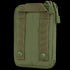 The Condor Pocket Pouch in olive green features two vertical straps with snap buttons on the back, allowing easy attachment to a belt or backpack.