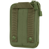The Condor Pocket Pouch in olive green features two vertical straps with snap buttons on the back, allowing easy attachment to a belt or backpack.