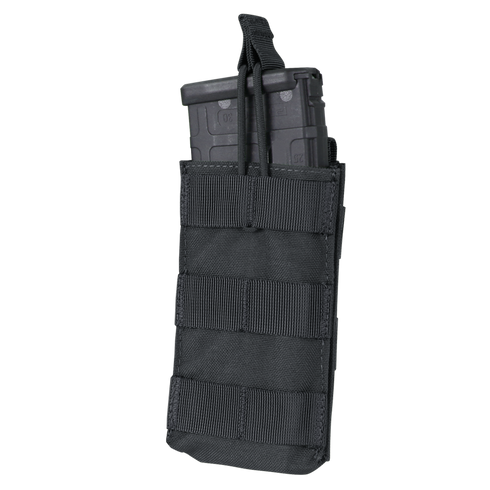 Condor Single M4/M16 Open-Top Mag Pouch holds one rifle magazine and features MOLLE webbing for attachment.