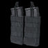 The Condor Double M4/M16 Open-Top Mag Pouch is a black tactical pouch for EDC or military use, holding two rifle magazines with MOLLE webbing and secure retention straps.