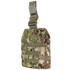 The Condor Drop Leg Platform in Scorpion OCP features a camouflage design with a webbing grid and a tan buckle strap attachment at the top.