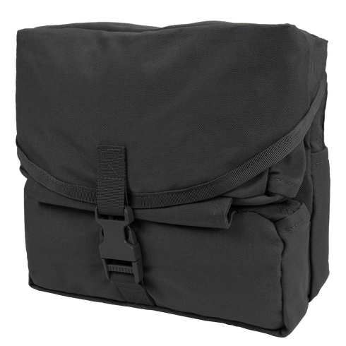 The Condor Fold-Out Medical Bag is a black, rectangular pouch with a flap cover secured by a plastic buckle closure.