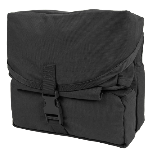 The Condor Fold-Out Medical Bag is a black, rectangular pouch with a flap cover secured by a plastic buckle closure.