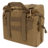 Condor Fold-Out Medical Bag in tan features MOLLE webbing, dual carry handles, a side zipper pocket, and metal clips on reinforced attachment points.