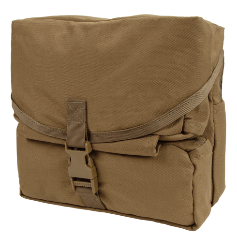 The Condor Fold-Out Medical Bag is a tan, rectangular canvas pouch featuring a front flap secured by a plastic buckle and strap.