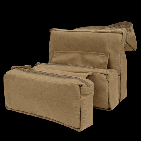 Three Condor Fold-Out Medical Bags in tan canvas of varying sizes are displayed together, showing their front sides and zippers.