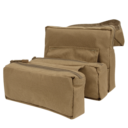 Three Condor Fold-Out Medical Bags in tan canvas of varying sizes are displayed together, showing their front sides and zippers.
