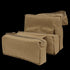 Three Condor Fold-Out Medical Bags in tan canvas of varying sizes are displayed together, showing their front sides and zippers.