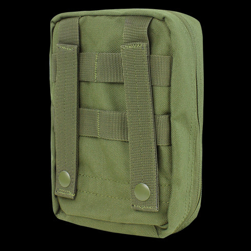 The Condor EMT Pouch - Scorpion OCP features two vertical straps and snap buttons on the back for easy attachment to gear or belts, making it ideal for bushcraft, military, or law enforcement use.