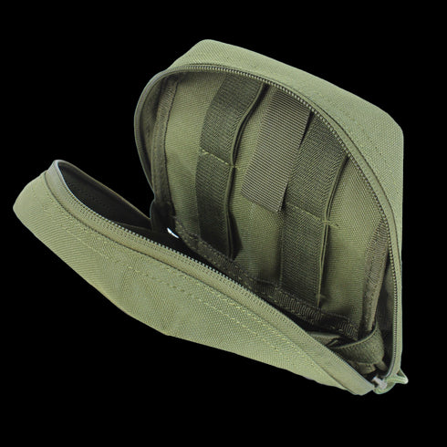 The Condor EMT Pouch - MultiCam is a compact zippered case made of durable fabric, partially open to display interior elastic loops for organized storage.