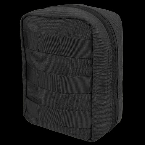 The Condor EMT Pouch is a black utility pouch with zipper closure and horizontal webbing straps, ideal for bushcraft adventures or organizing your gear at the range.