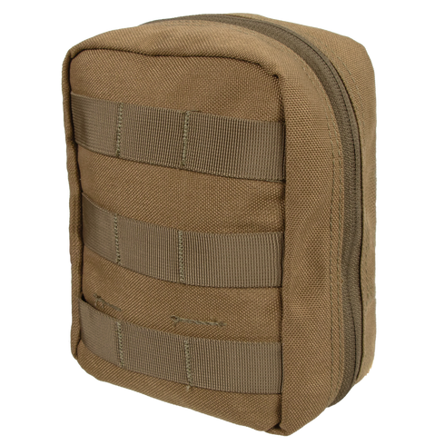 The Condor EMT Pouch is a small, rectangular tan pouch with MOLLE webbing on the front and top-side zipper closure—perfect for carrying EDC or bushcraft essentials.