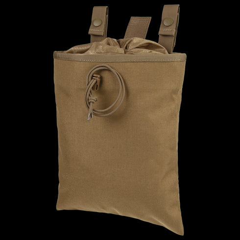 The Condor 3-Fold Mag Recovery Pouch is a tan utility pouch with flap and snap button straps for easy attachment to gear or backpacks—perfect for military or EDC use.