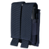 The Condor Double Pistol Mag Pouch features two compartments with flap covers in navy blue, designed to securely carry extra magazines—perfect for law enforcement or shooting range use.
