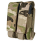 The Condor Double Pistol Mag Pouch in MultiCam holds two black magazines in separate slots, each secured by Velcro flaps.