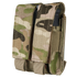 The Condor Double Pistol Mag Pouch in MultiCam holds two black magazines in separate slots, each secured by Velcro flaps.