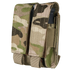 The Condor Double Pistol Mag Pouch in MultiCam holds two black magazines in separate slots, each secured by Velcro flaps.