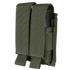 The Condor Double Pistol Mag Pouch in olive green is made from heavy-duty fabric, has two compartments with flap covers and hook-and-loop closures, and is perfect for EDC or first responders.