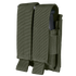 The Condor Double Pistol Mag Pouch in olive green is made from heavy-duty fabric, has two compartments with flap covers and hook-and-loop closures, and is perfect for EDC or first responders.