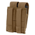 The Condor Double Pistol Mag Pouch is a tan nylon tactical pouch with two compartments, flap covers, and snap button closures—ideal for law enforcement or bushcraft use.