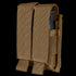 The Condor Double Pistol Mag Pouch in tan features two nylon compartments with hook-and-loop flaps for secure magazine storage—ideal for military or law enforcement users.