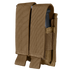The Condor Double Pistol Mag Pouch in tan features two nylon compartments with hook-and-loop flaps for secure magazine storage—ideal for military or law enforcement users.