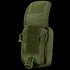 The Condor Gadget Pouch is a green tactical pouch with a flap cover, side straps, and a plastic bottom buckle, designed for easy attachment to gear or backpacks.