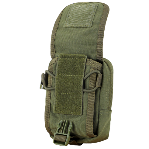 The Condor Gadget Pouch - MultiCam is a tactical pouch with a flap cover, Velcro closure, side straps, and plastic buckle, ideal for EDC or carrying small items and tools at the shooting range.