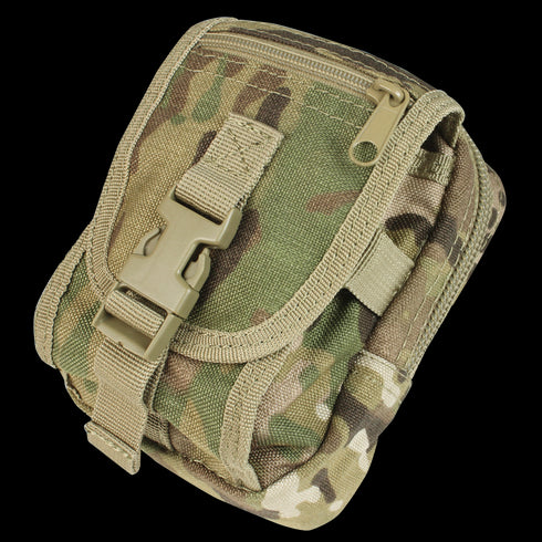 The Condor Gadget Pouch - MultiCam is a compact tactical pouch with a zipper and buckle closure, featuring a MultiCam camouflage pattern for outdoor or military use.