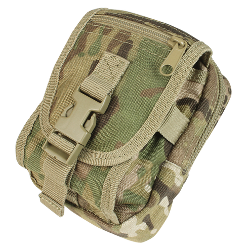 The Condor Gadget Pouch - MultiCam is a compact tactical pouch with a zipper and buckle closure, featuring a MultiCam camouflage pattern for outdoor or military use.