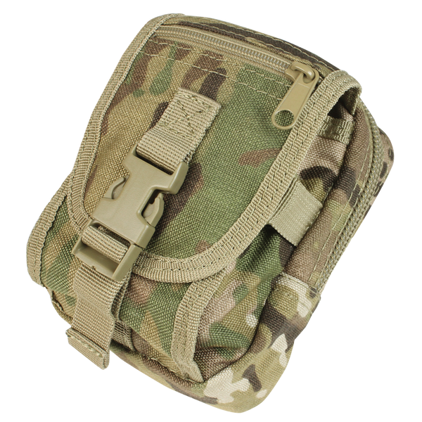The Condor Gadget Pouch - MultiCam is a compact tactical pouch with a zipper and buckle closure, featuring a MultiCam camouflage pattern for outdoor or military use.