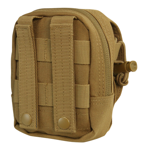 The Condor Gadget Pouch - Scorpion OCP features MOLLE webbing and snap buttons for easy attachment to gear or backpacks, making it ideal for EDC or bushcraft use.