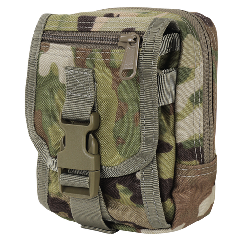 The Condor Gadget Pouch in Scorpion OCP features a zipper, front buckle strap, and multiple compartments—ideal for outdoor or military use.