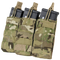The Condor Triple M4/M16 Open-Top Mag Pouch in MultiCam securely holds three rifle magazines, featuring camouflage design and top retention straps.