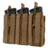 Four Condor Triple M4/M16 Open-Top Mag Pouches in tan, each carrying black magazines and secured with straps and snap buttons.