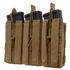 Four Condor Triple M4/M16 Open-Top Mag Pouches in tan, each carrying black magazines and secured with straps and snap buttons.