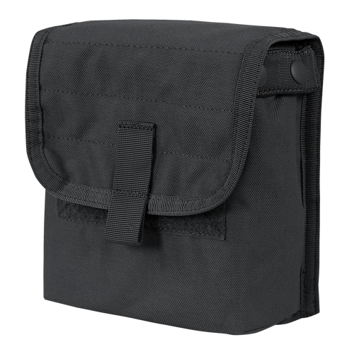 The Condor Ammo Pouch is a black, rectangular nylon pouch featuring a flap closure secured with a strap and side snap buttons.